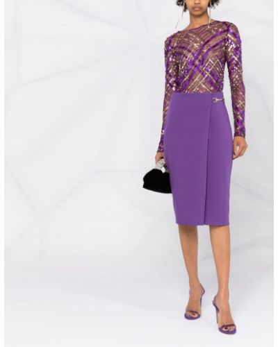 Vestido de cóctel con lentejuelas Elisabetta Franchi violeta
