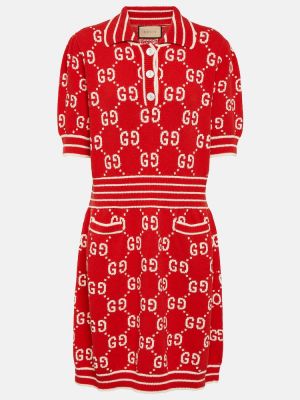 Βαμβακερή μάξι φόρεμα Gucci κόκκινο