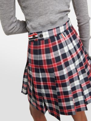 Mini spódniczka wełniana plisowana Thom Browne szara