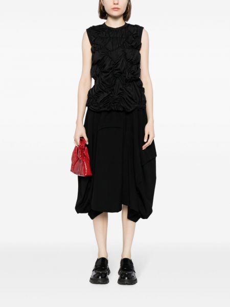 Drapované vlněné midi sukně Comme Des Garçons černé