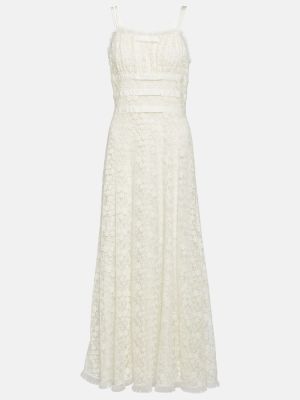 Maksi haljina s cvjetnim printom od tila s čipkom Rodarte bijela