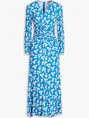 Платье миди в цветочек с принтом из джерси Diane Von Furstenberg Синее