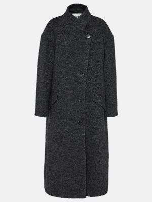 Kockovaný vlnený kabát Marant Etoile sivá