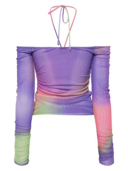 Maskáčový svetr se síťovinou Emporio Armani fialový