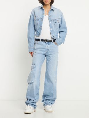 Bavlněná džínová bunda Off-white modrá