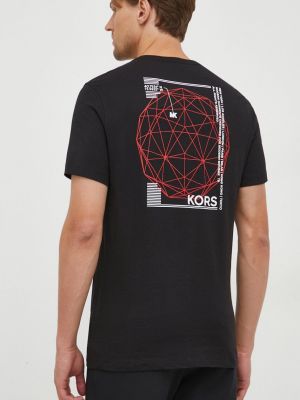 Koszulka bawełniana z nadrukiem Michael Kors czarna