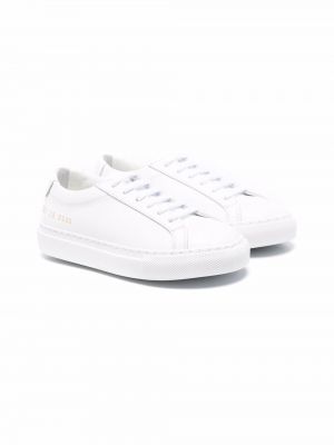 Blonder lær snøring sneakers for jenter Common Projects hvit