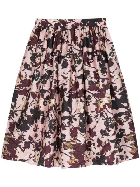Midi suknja s cvjetnim printom s printom Erdem ružičasta