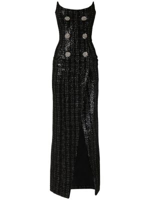 Μάξι φόρεμα tweed tweed Balmain μαύρο