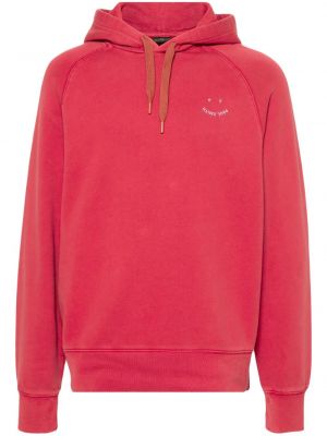 Medvilninis siuvinėtas džemperis su gobtuvu Ps Paul Smith raudona