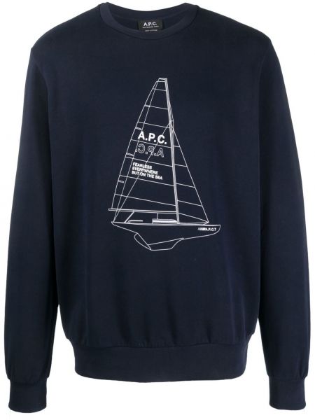 Sweatshirt mit print mit rundem ausschnitt A.p.c. blau