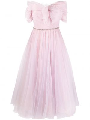 Večernja haljina s mašnom od šifona Jenny Packham ružičasta
