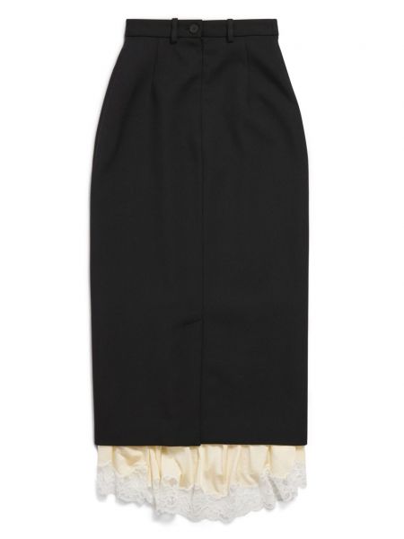 Krajkové vlněné sukně Balenciaga černé