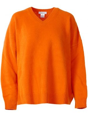 Kašmírový sveter s výstrihom do v Avant Toi oranžová