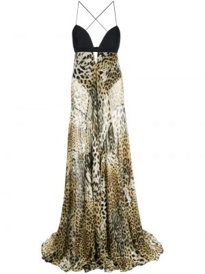 Μάξι φόρεμα με σχέδιο με λεοπαρ μοτιβο Roberto Cavalli