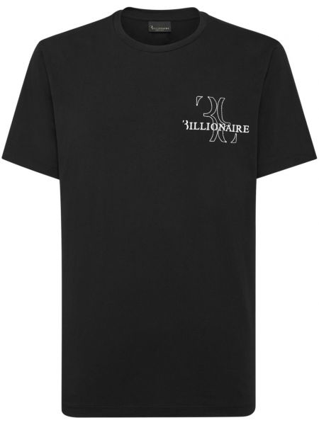 Bavlněné tričko s výšivkou Billionaire černé