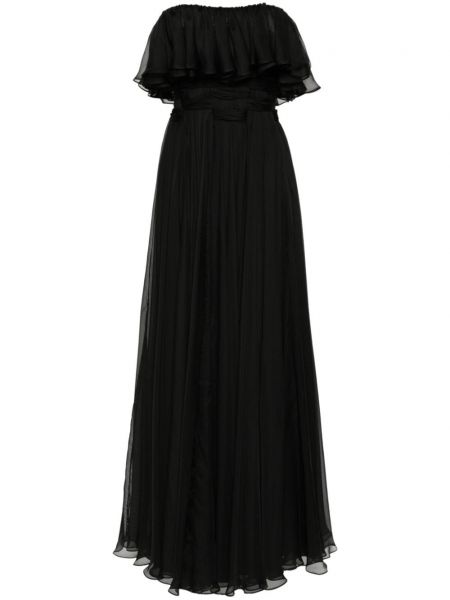 Rozkloszowana sukienka z falbankami Gemy Maalouf czarna