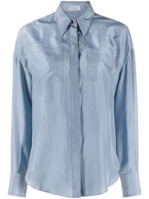 Camisa con bolsillos Brunello Cucinelli azul