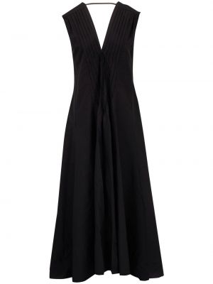 Плисирана макси рокля с v-образно деколте Brunello Cucinelli черно