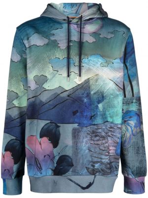 Pamučna hoodie s kapuljačom s printom Paul Smith plava