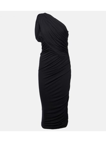 Μίντι φόρεμα από ζέρσεϋ ντραπέ Rick Owens μαύρο