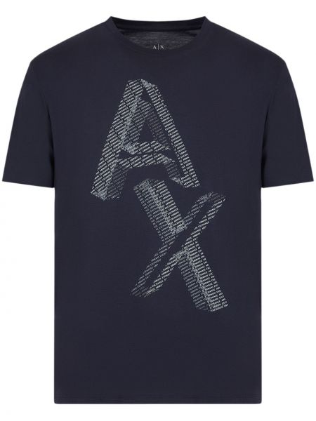 Bavlnené tričko s potlačou Armani Exchange modrá