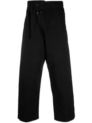 Aszimmetrikus pamut egyenes szárú nadrág Comme Des Garçons Homme fekete