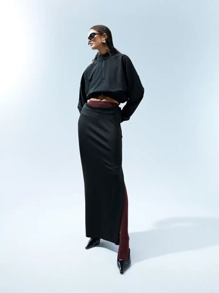 Неопреновая длинная юбка Asos черная