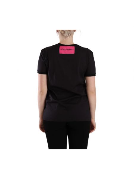 Camiseta de algodón con estampado de cuello redondo Dolce & Gabbana negro