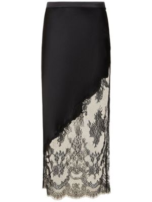 Čipkovaná hodvábna midi sukňa Fleur Du Mal čierna