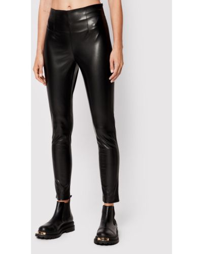 TWINSET Műbőr nadrág 222TP2221 Fekete Slim Fit