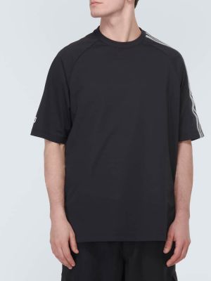 T-shirt di cotone a righe in jersey Y-3 nero