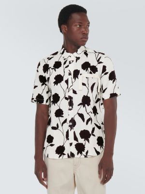 Camisa de lino de flores Jacquemus negro