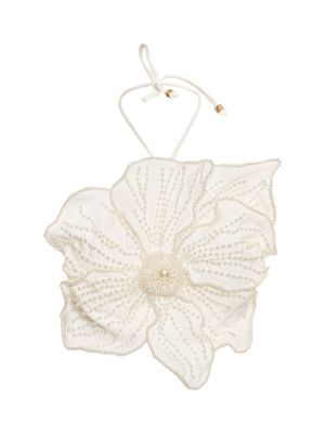 Haut avec perles à fleurs Patbo blanc