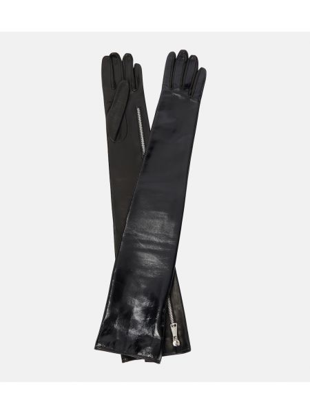 Кожаные перчатки Alessandra Rich черные