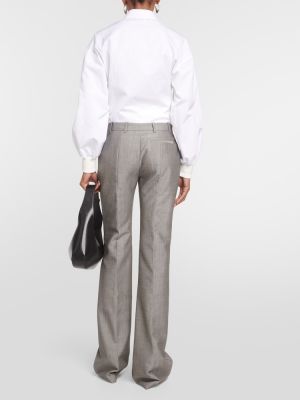 Vlněné rovné kalhoty s nízkým pasem Alexander Mcqueen šedé
