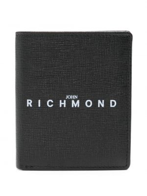 Portefeuille en cuir à imprimé John Richmond noir