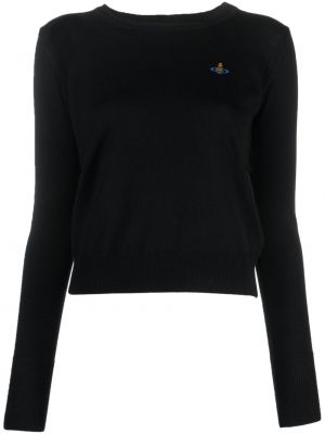 Volneni pulover z vezenjem Vivienne Westwood črna