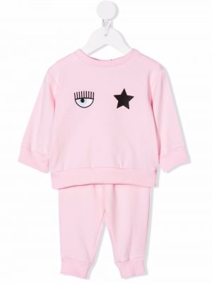 Bomull brodert joggedress for jenter Chiara Ferragni Kids rosa