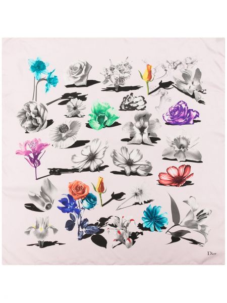 Шелковый платок в цветочный принт Christian Dior