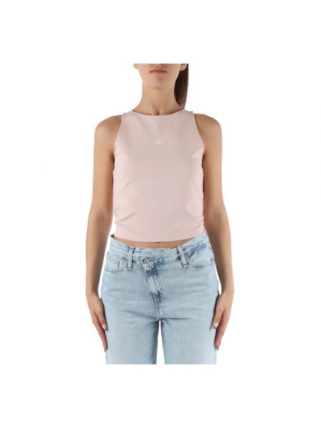 Top z lyocellu Calvin Klein Jeans różowy