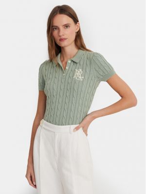 Polo marškinėliai slim fit Lauren Ralph Lauren žalia