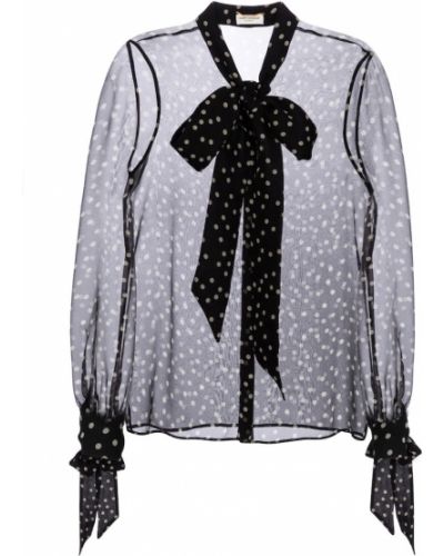 Pikčasta svilena bluza Saint Laurent črna