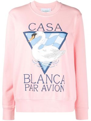 Trykt bomull sweatshirt Casablanca rosa