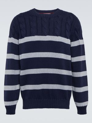 Maglione di cotone a righe Brunello Cucinelli blu