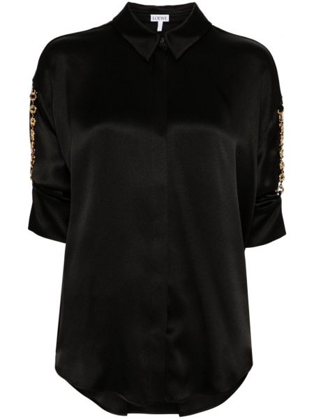 Chemise en soie avec manches courtes Loewe noir