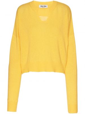 Кашмирен пуловер Miu Miu жълто