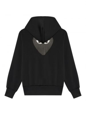 Kapučdžemperis ar rāvējslēdzēju ar apdruku ar sirsniņām Comme Des Garçons Play melns