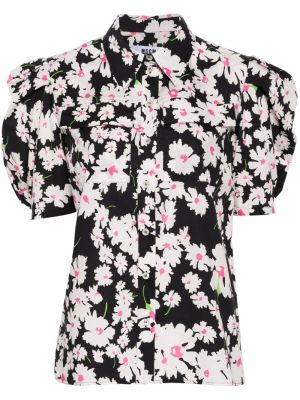 Květinová bavlněná košile s potiskem Msgm černá