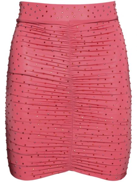 Φούστα mini από ζέρσεϋ με πετραδάκια Alex Perry ροζ